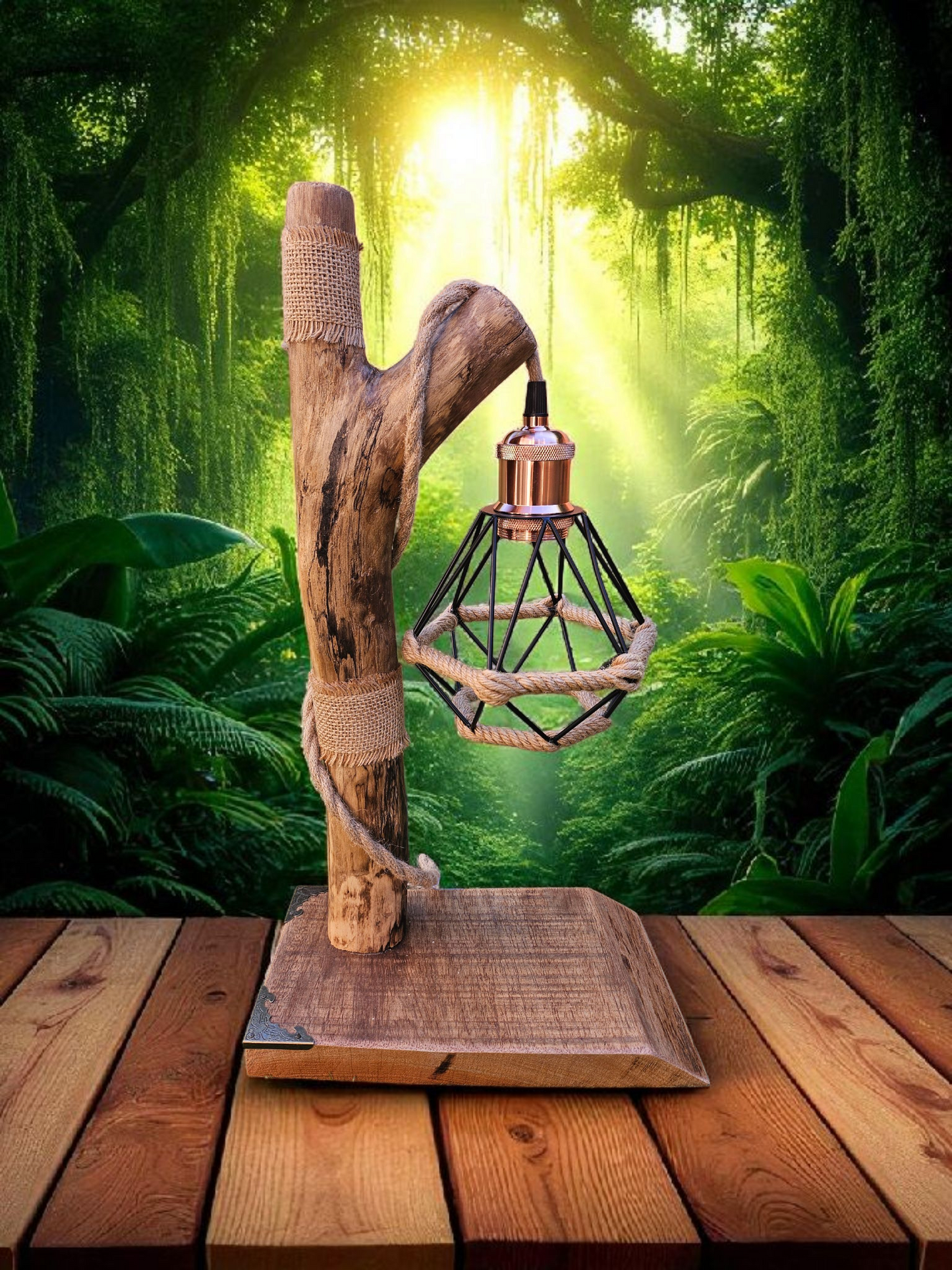 Luminaire en bois flotté