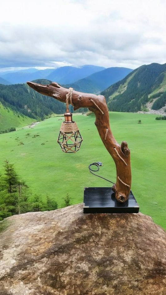 Lampe en bois flotté