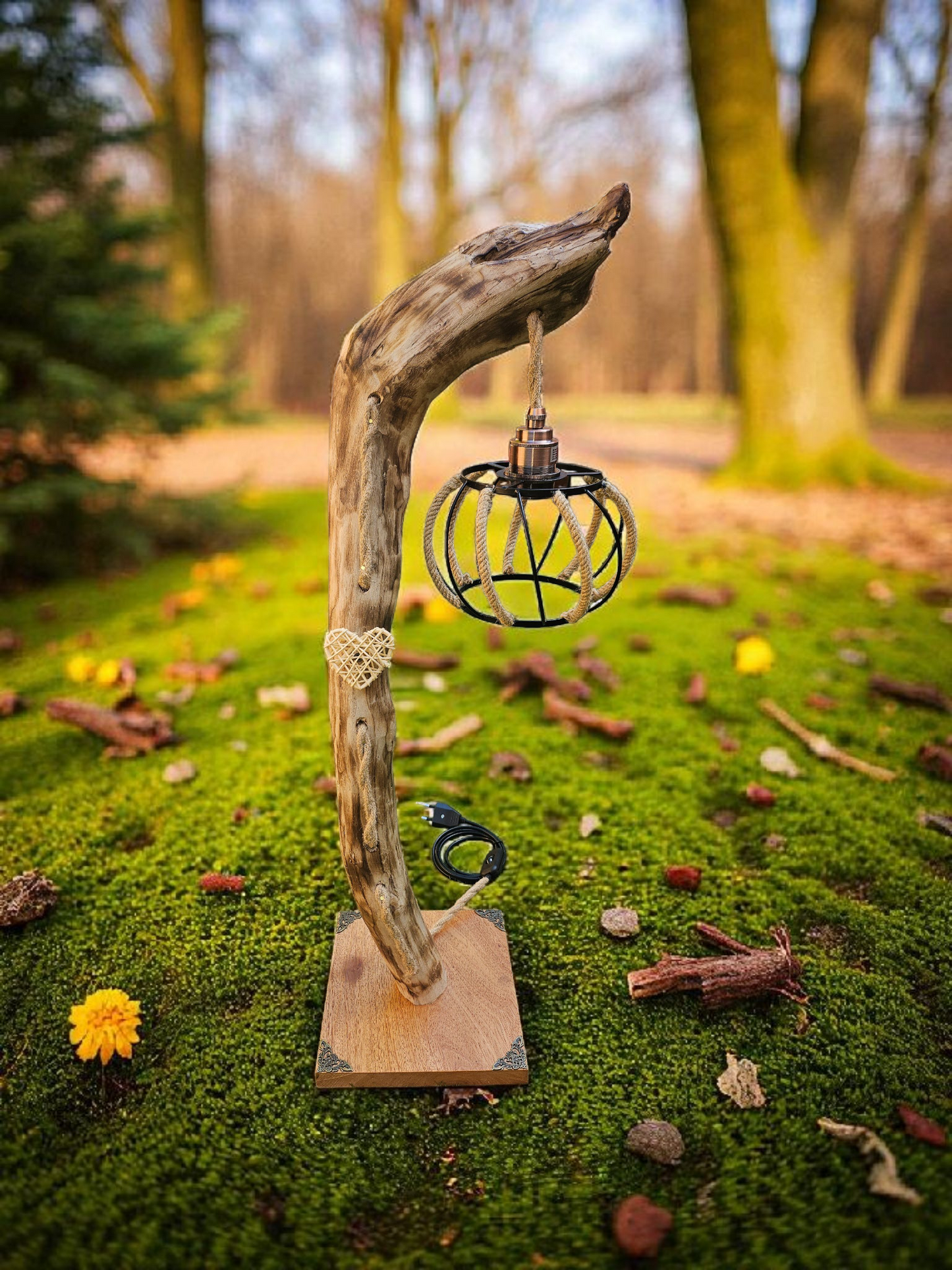 Lampe en bois flotté